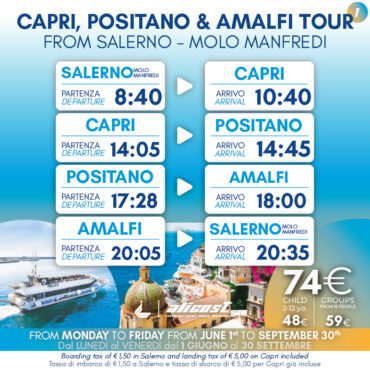 Capri e Positano e Amalfi da Salerno Manfredi